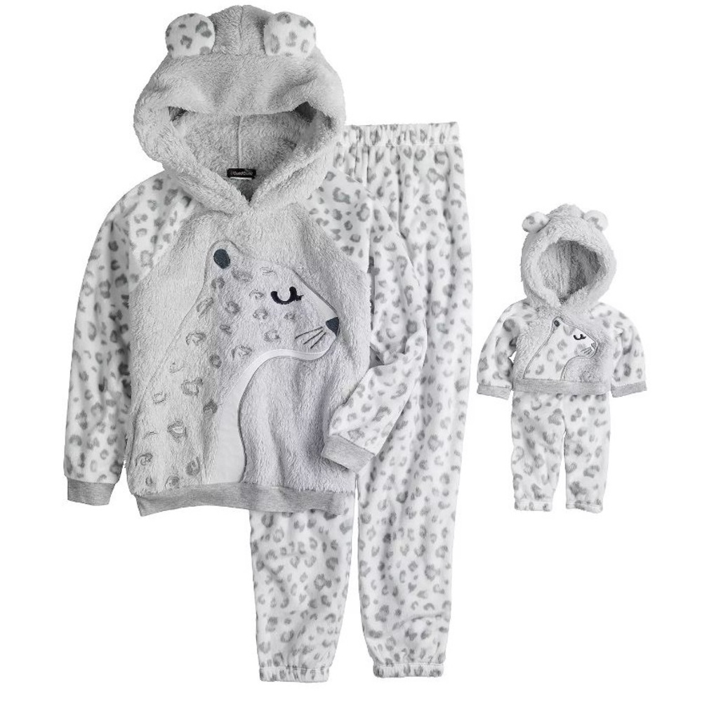 Cuddl Duds® Hooded Critter Pajama Set with Matching Doll Outfit - Child Large